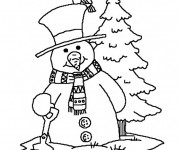 Coloriage Bonhomme de Neige de Noël stylisé