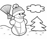 Coloriage Bonhomme de Neige en noir et blanc simple