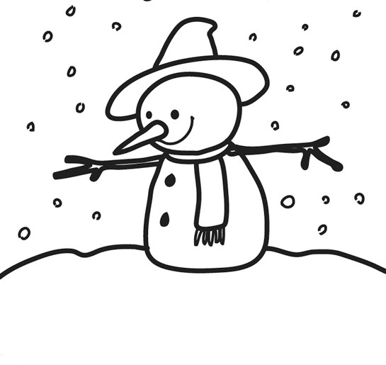 Coloriage et dessins gratuits Homme de Neige en hiver à imprimer