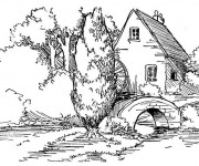 Coloriage Campagne stylis&eacute;