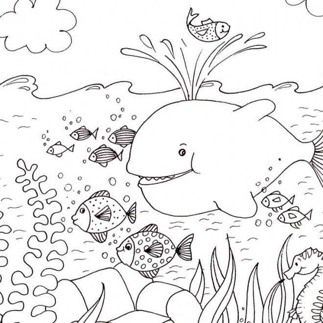 Coloriage et dessins gratuits Fond Marin et poissons qui s'amusent à imprimer