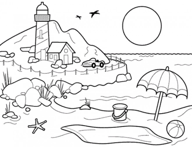Coloriage La Plage En été Dessin Gratuit à Imprimer