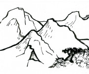Coloriage Montagne au crayon