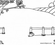 Coloriage Paysage Campagne et nature