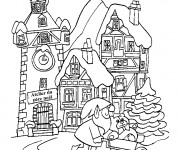 Coloriage Paysage d'atelier de No&euml;l