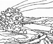 Coloriage Paysage de Campagne en Automne