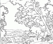 Coloriage Paysage de Campagne pleine de vivacit&eacute;