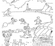 Coloriage et dessins gratuit Paysage de La Plage à imprimer