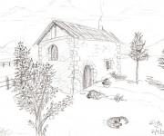 Coloriage Paysage de maison de Campagne