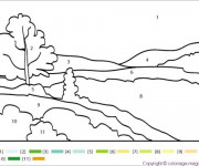 Coloriage Paysage de nature num&eacute;rot&eacute;