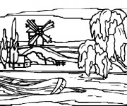 Coloriage Paysage de Neige