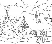 Coloriage Paysage de Noël maternelle