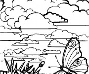 Coloriage Paysage de nuages