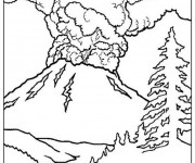 Coloriage Paysage de Volcan