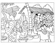 Coloriage et dessins gratuit Paysage en Afrique à imprimer