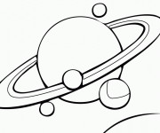 Coloriage Planète Saturn et ses Lunes