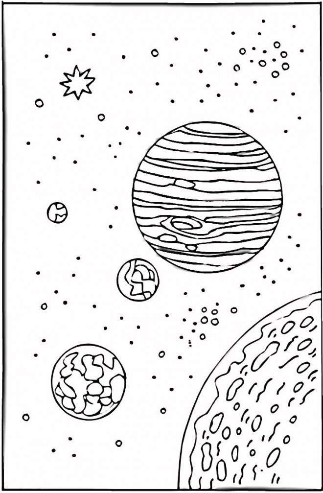 Coloriage Planètes dans l'espace dessin gratuit à imprimer