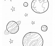 Coloriage Planètes et Étoiles