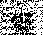 Coloriage Enfants et leur chien sous la Pluie