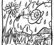 Coloriage Escargot et Pluie
