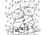 Coloriage et dessins gratuit Ours et Pluie à imprimer