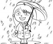 Coloriage Pluie Parapluie