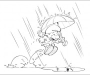 Coloriage Stroumpfs et la Pluie
