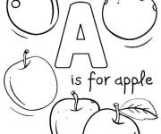 Coloriage et dessins gratuit A pour Apple Pomme à imprimer