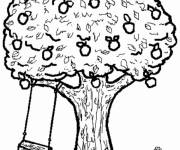 Coloriage et dessins gratuit Arbre pommier dans le jardin à imprimer