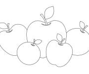 Coloriage Cinq pommes de diff&eacute;rente taille