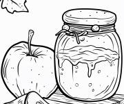 Coloriage confiture de pommes et pomme
