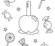 Coloriage et dessins gratuit D&eacute;licieuse pomme de bonbon à imprimer