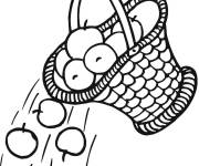 Coloriage Des pommes en tombant du panier