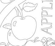 Coloriage Famille de ver et le repas de pomme