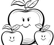 Coloriage Famille mignonne de pommes