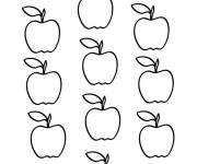 Coloriage Illustration de plusieurs pommes