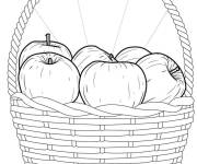 Coloriage Illustration d&eacute;taill&eacute;e d'un panier de pommes rouges