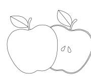 Coloriage Image d'une pomme d&eacute;coup&eacute;e en deux