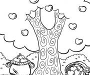 Coloriage et dessins gratuit Joli pommier et les paniers des pommes à imprimer