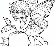 Coloriage La f&eacute;e tenant une grosse pomme
