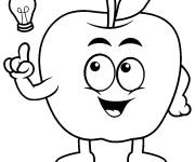 Coloriage La pomme a trouv&eacute; une id&eacute;e