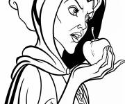 Coloriage La sorci&egrave;re et la pomme empoisonn&eacute;e