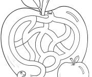 Coloriage Labyrinthe pour arriver &agrave; la pomme