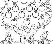 Coloriage et dessins gratuit Les lapins r&eacute;coltent les pommes à imprimer