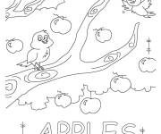 Coloriage Les oiseaux sur un pommier