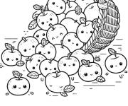 Coloriage et dessins gratuit Les pommes kawaii sont tomb&eacute;es à imprimer