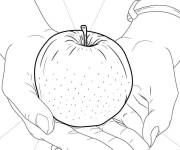 Coloriage Mains tenant la pomme
