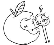 Coloriage Manger une pomme verte