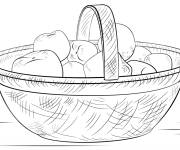 Coloriage Panier avec des fruits de pommes