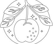Coloriage Pomme dans le pommier imprimable